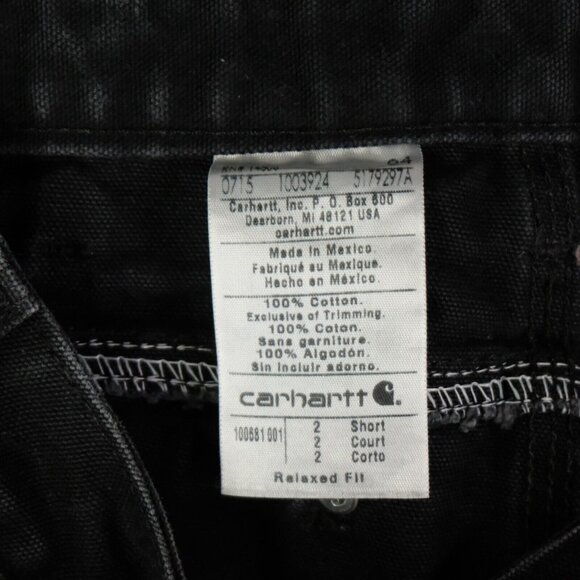 Carhartt Jeans Womens 2 Short Black Double Knee Heavyweight Workwear - Picture 9 of 10